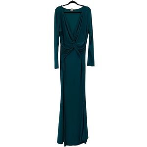 Flamenco long sleeve maxi dress - Forest green /Turquoise color